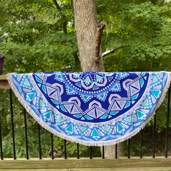 Round Beach Towel Blue - Picture 2 of 2